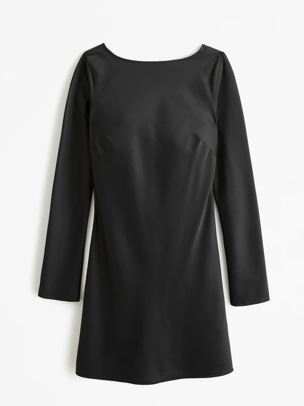 NWT ABERCROMBIE AND FITCH Satin Open-Back Long-Sleeve Mini Dress Delicate Tie - Picture 6 of 6